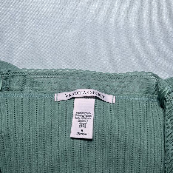 Victoria's Secret Y2K Babydoll Cami Top Womens M Green Lace Coquette Mesh - Picture 4 of 8